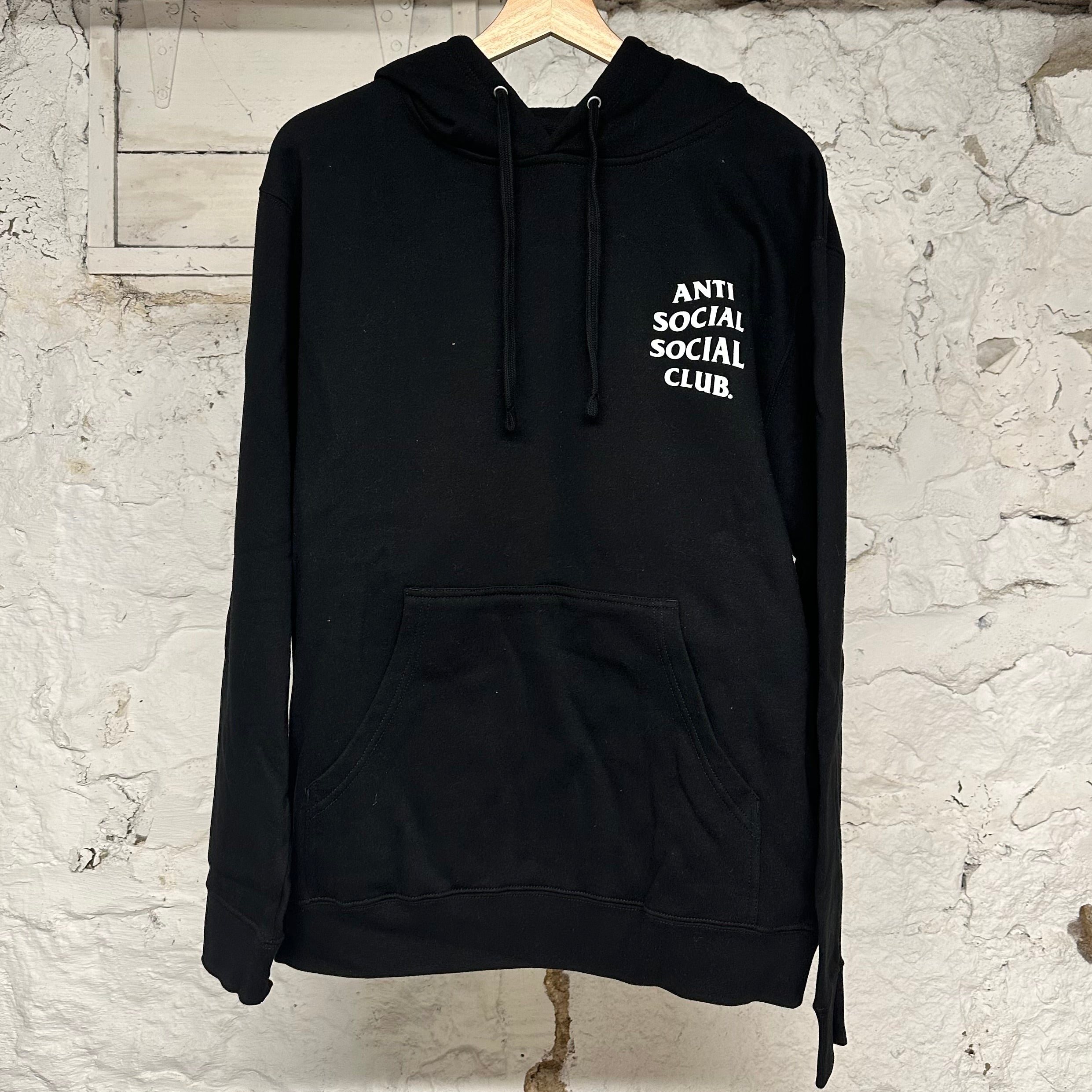 Anti Social Social Club Floral Logo Black Hoodie Sz M DS