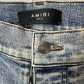 Amiri MX1 Black Leather Washed Blue Denim Jeans Sz 31