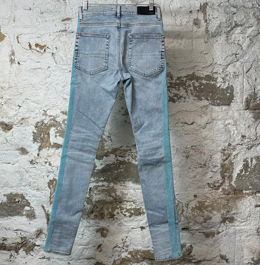 Amiri Blue Stripe Washed Blue Denim Jeans Sz 28