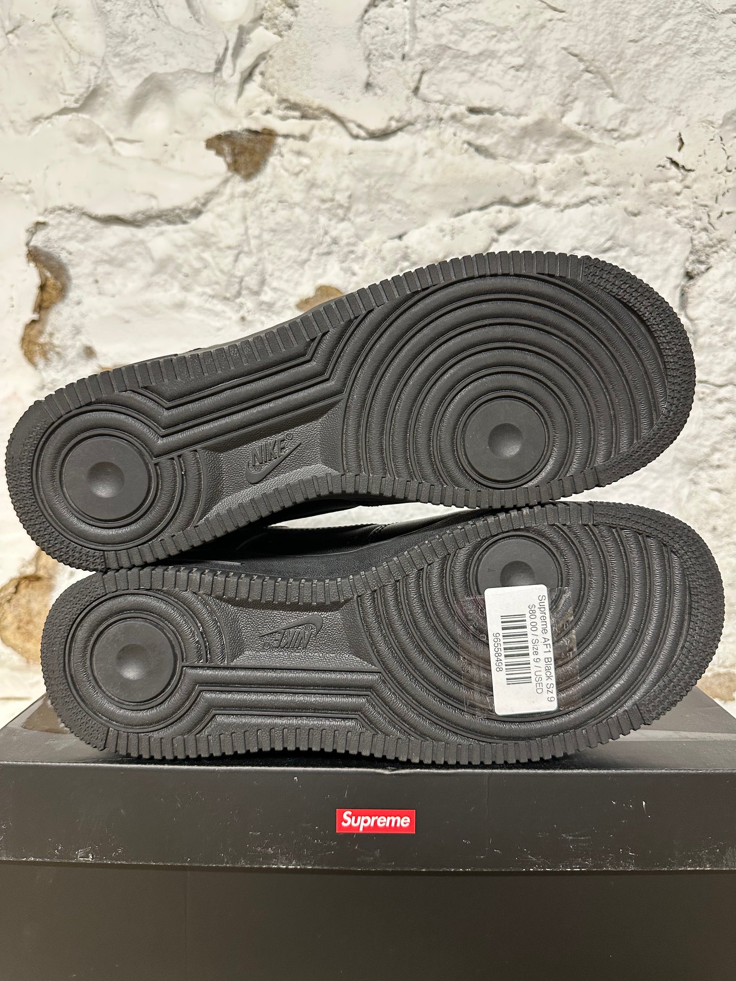 Nike Air Force 1 Low Supreme Black Sz 9