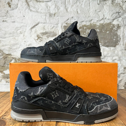 Louis Vuitton Black Denim Monogram Trainer Sneaker Sz 10 (8.5LV)