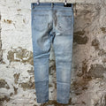 Amiri MX1 Cream Suede Blue Denim Jeans Sz 33
