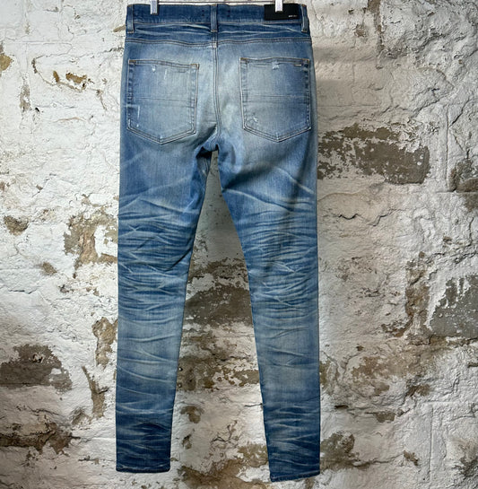Amiri Plain Blue Honeycomb Denim Jeans Sz 33