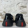 Prada Americas Cup Triple Black Patent Sneaker Sz 8