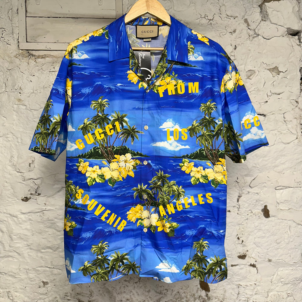 Gucci Blue Button Up Bowling Shirt Sz XXL