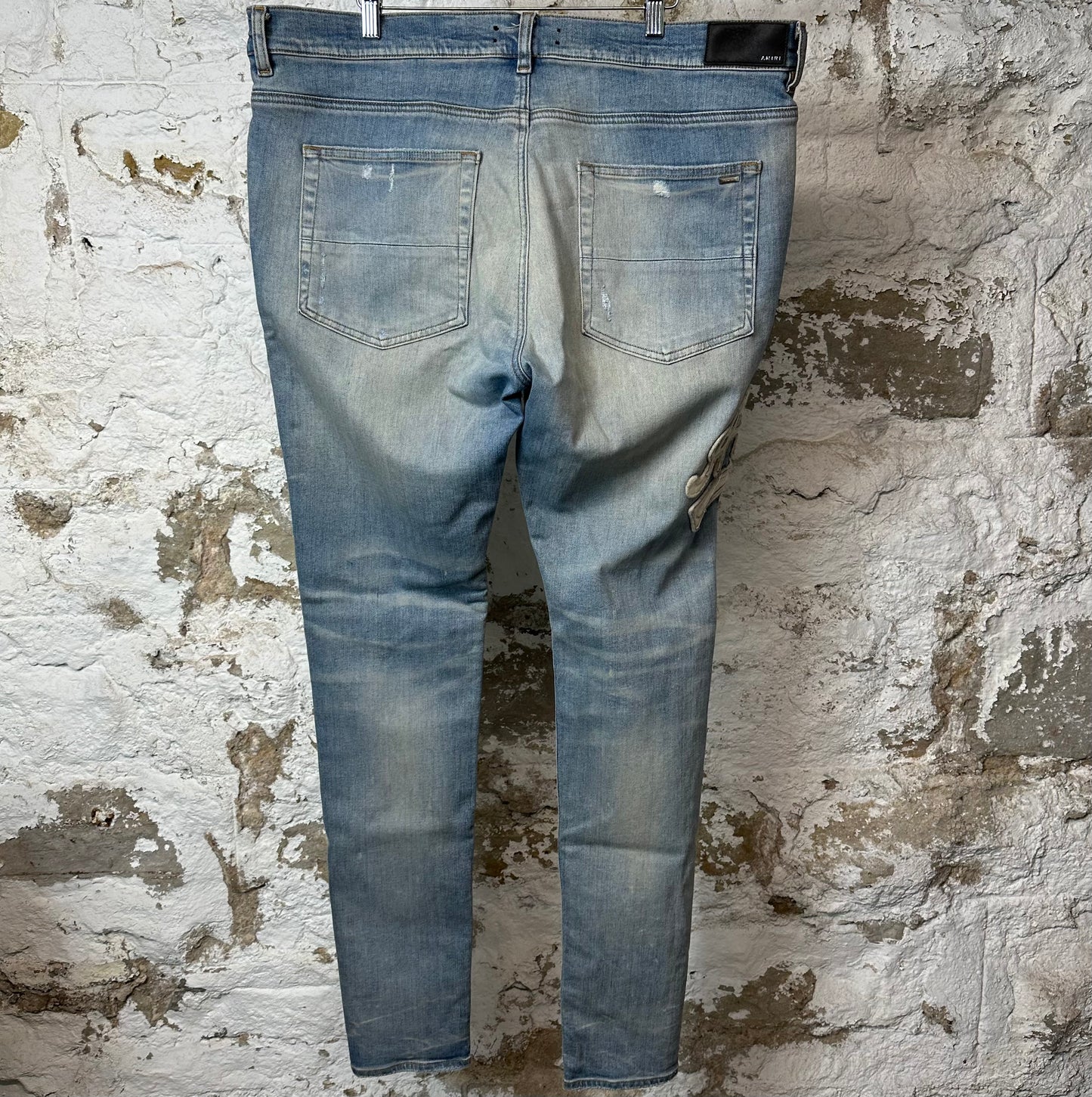 Amiri Varsity 22 Logo Blue Denim Jeans Sz 40