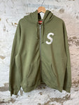 Supreme S Logo Green Zip Hoodie Sz XL