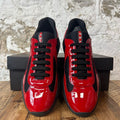 Prada Americas Cup Red Patent Black Sneaker Sz 9