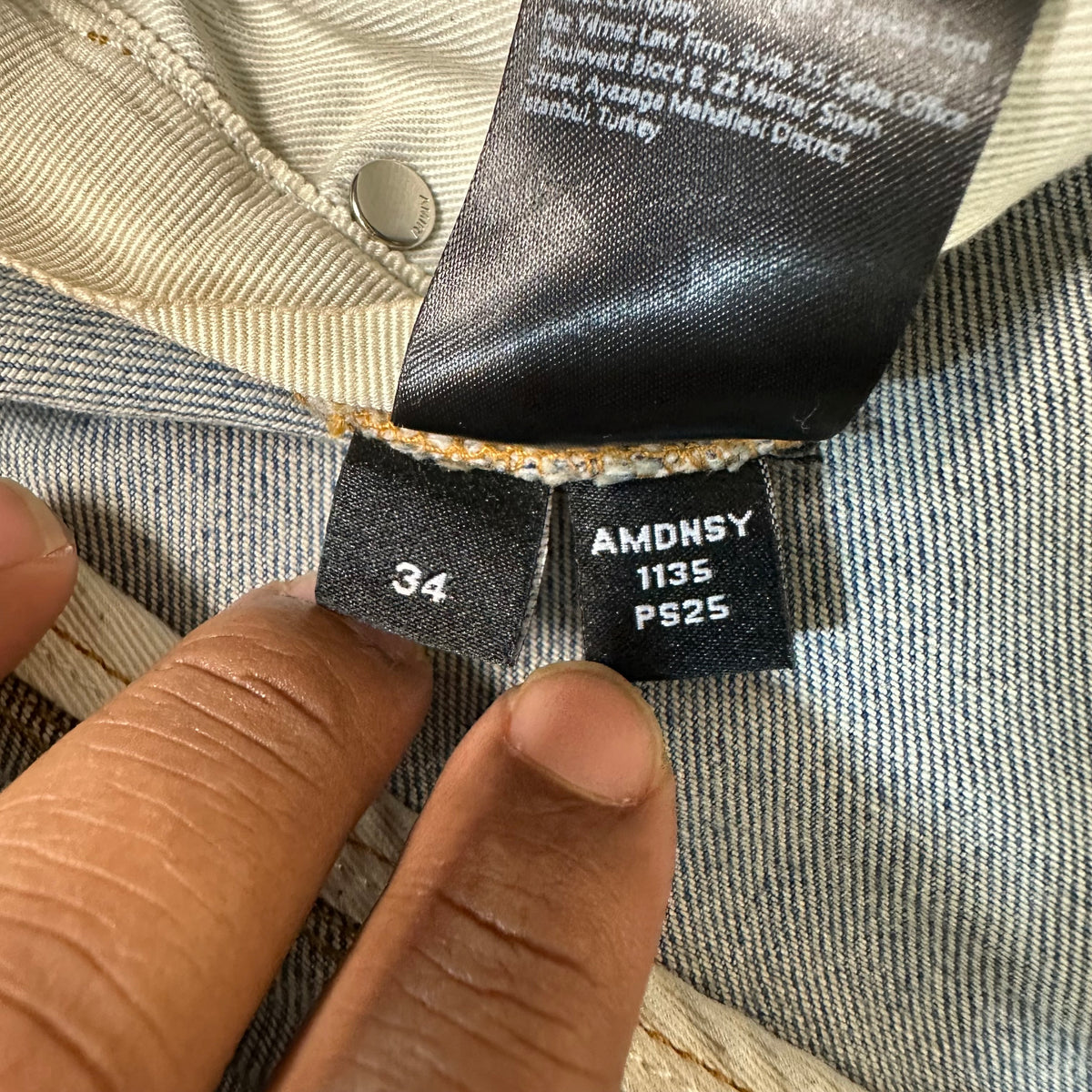 Amiri MX1 Green Suede Blue Denim Jeans Sz 34