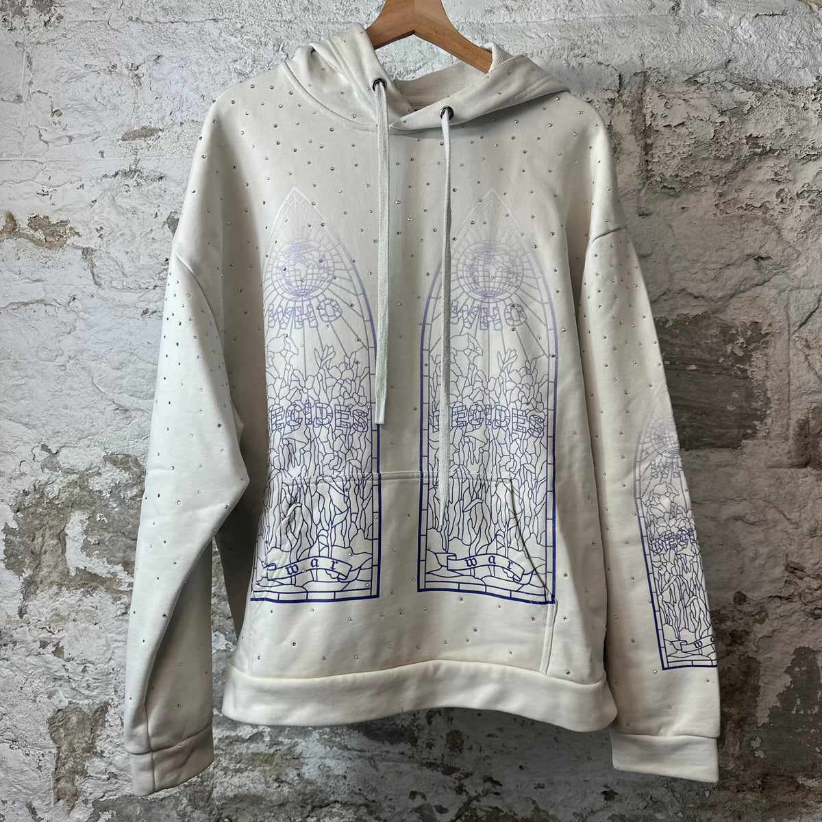 Who Decides War Stained Glass Crystal Cream Hoodie Sz S
