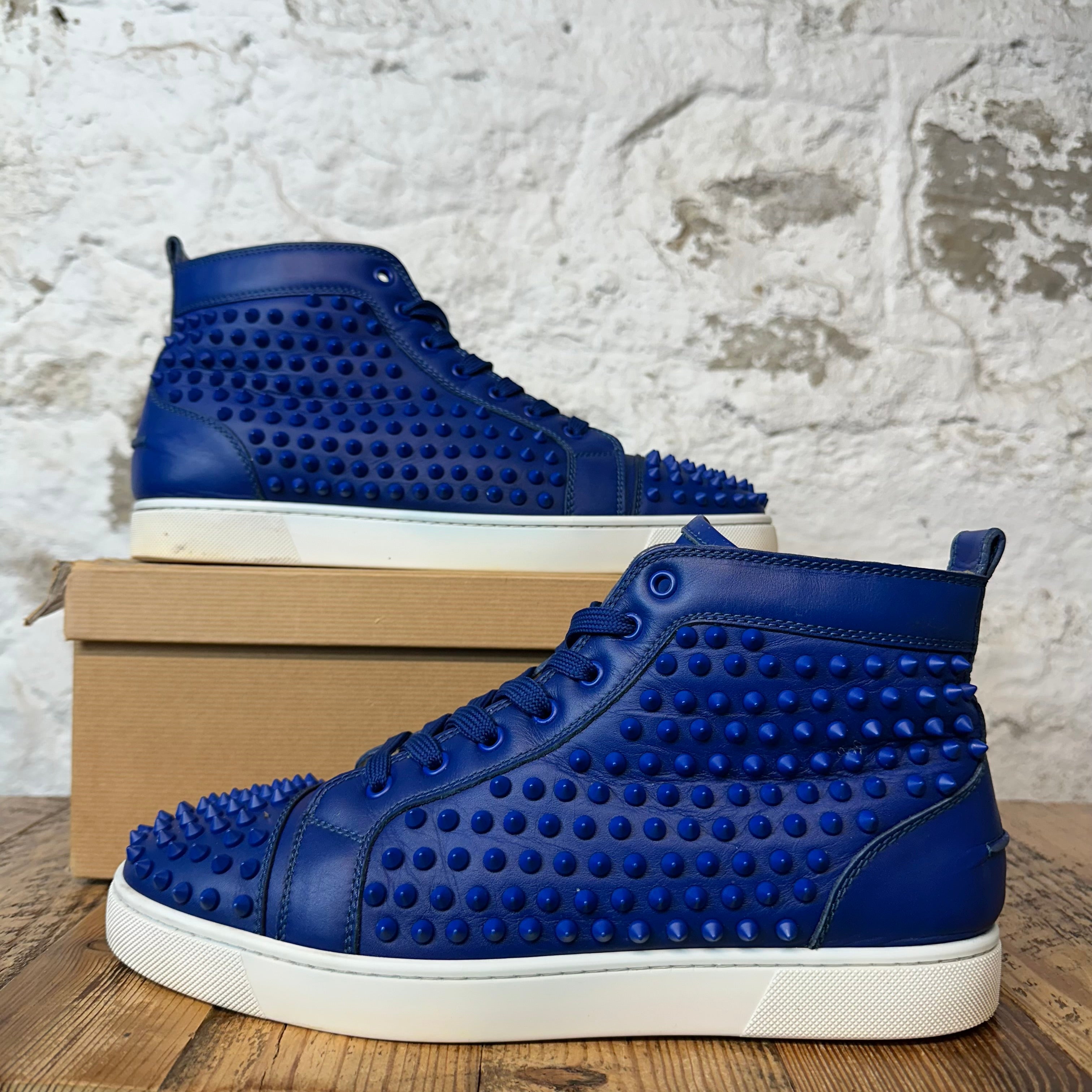 Christian Louboutin High Blue Leather Spike Sneaker Sz 11 (44)
