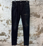 Amiri MX1 Camo Patch Black Denim Jeans Sz 33