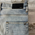 Amiri MX1 Black Leather Washed Blue Denim Jeans Sz 28