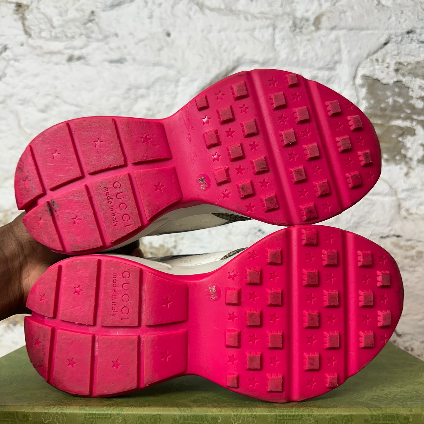 Gucci Rhyton Navy Pink White Sneaker Sz 4.5 (36.5)