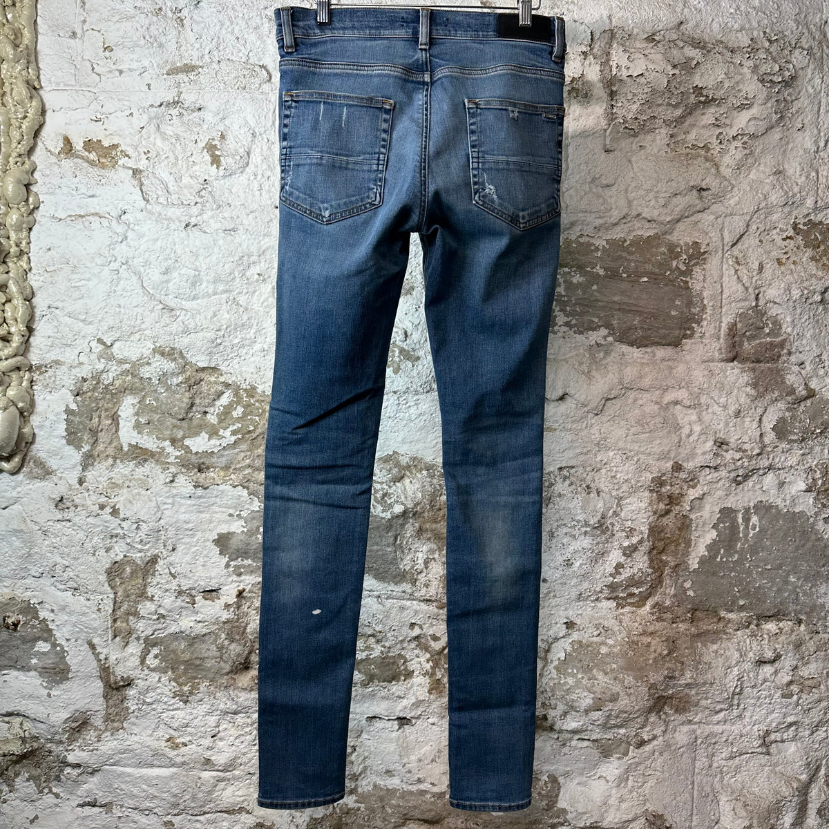 Amiri MX1 Maroon Suede Blue Denim Jeans Sz 31