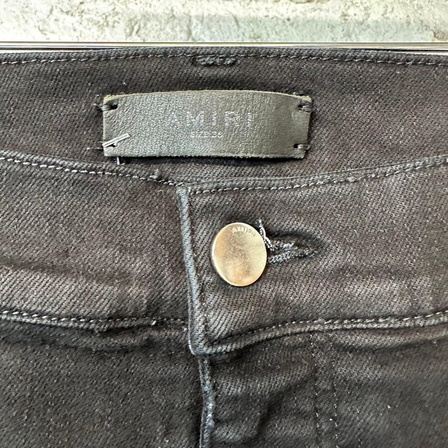 Amiri MX1 Light Blue Suede Black Denim Jeans Sz 38