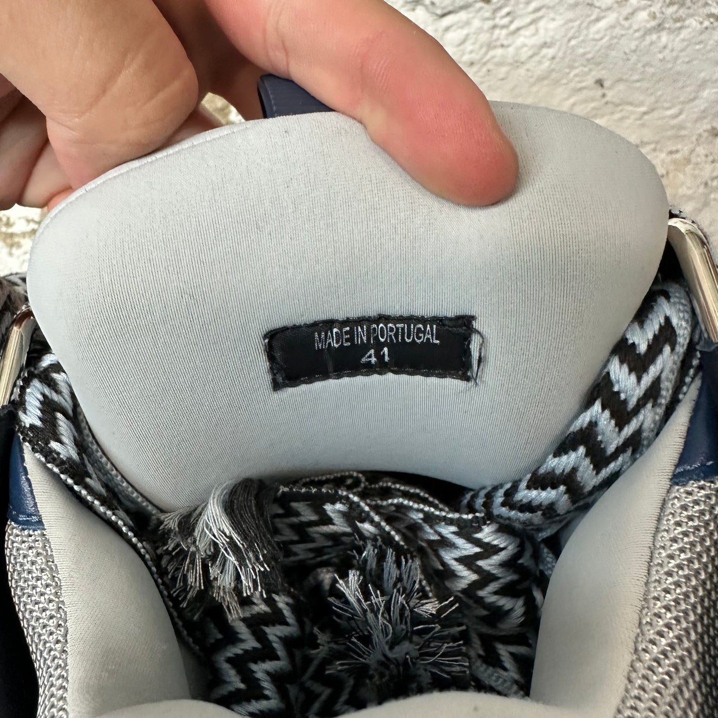 Lanvin Curb Blue Black Lace Gray Sneaker Sz 8 (41)