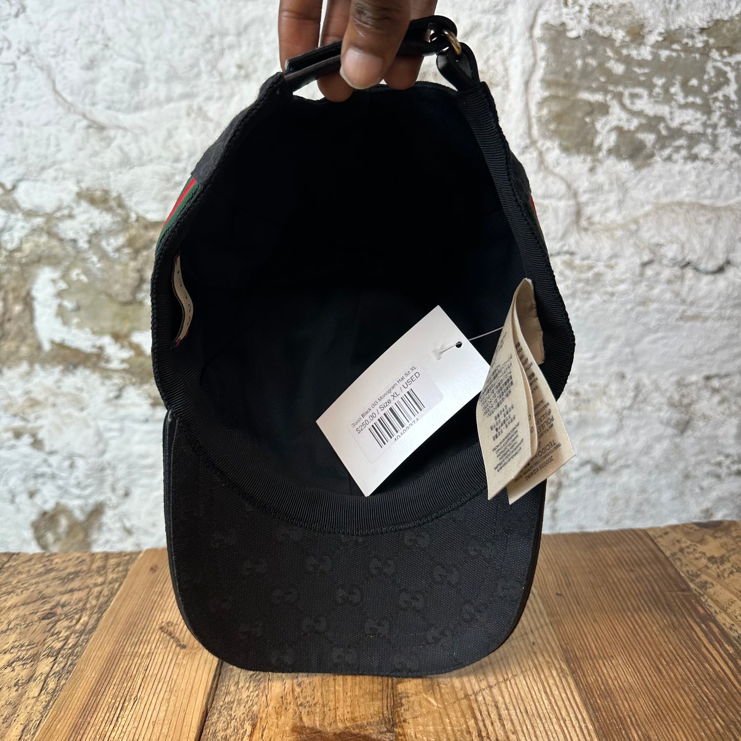 Gucci Black GG Monogram Hat Sz XL