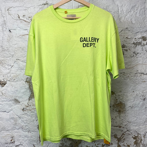 Gallery Dept Black Spellout Neon Green T-shirt Sz L