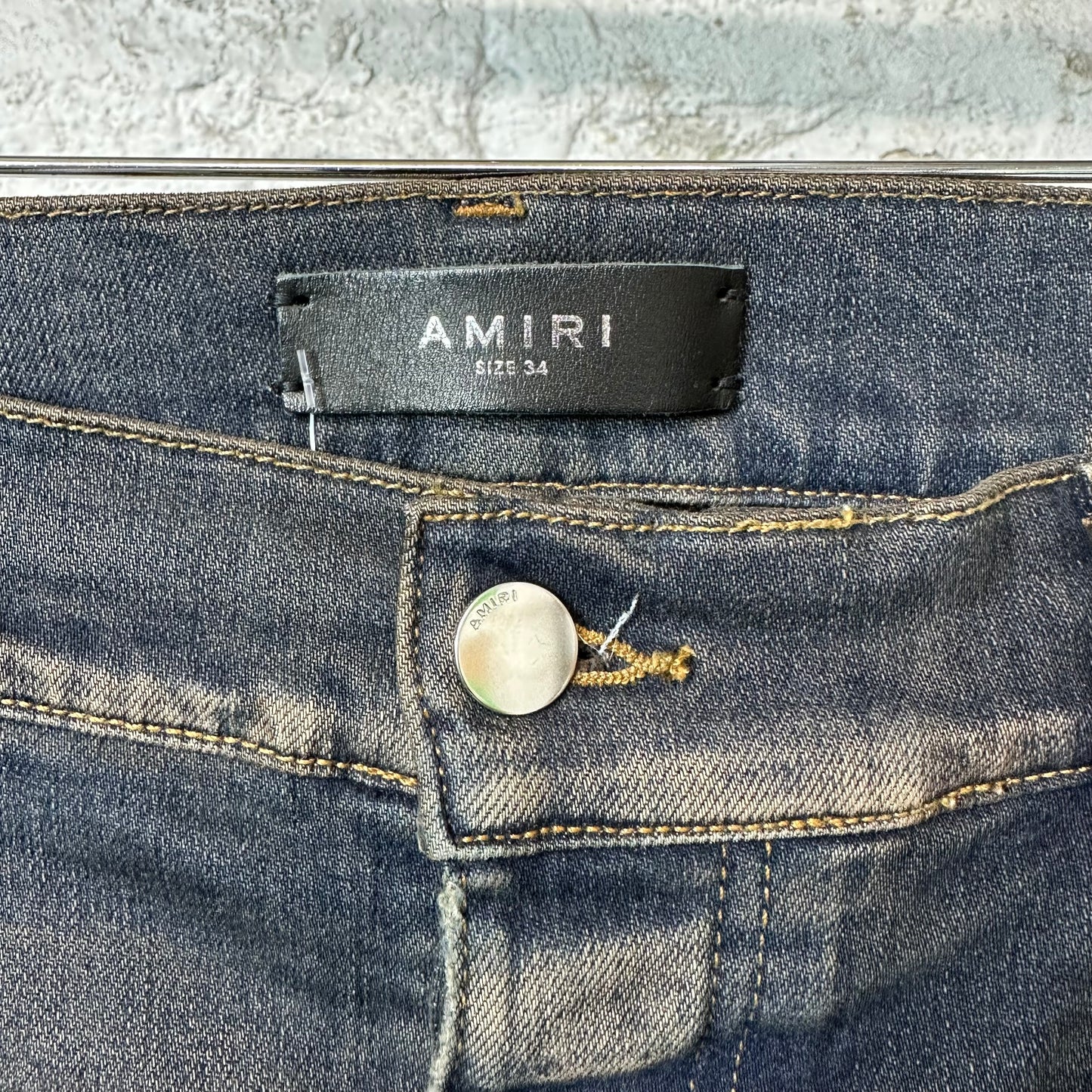 Amiri MX1 Plaid Dirty Blue Denim Jeans Sz 34