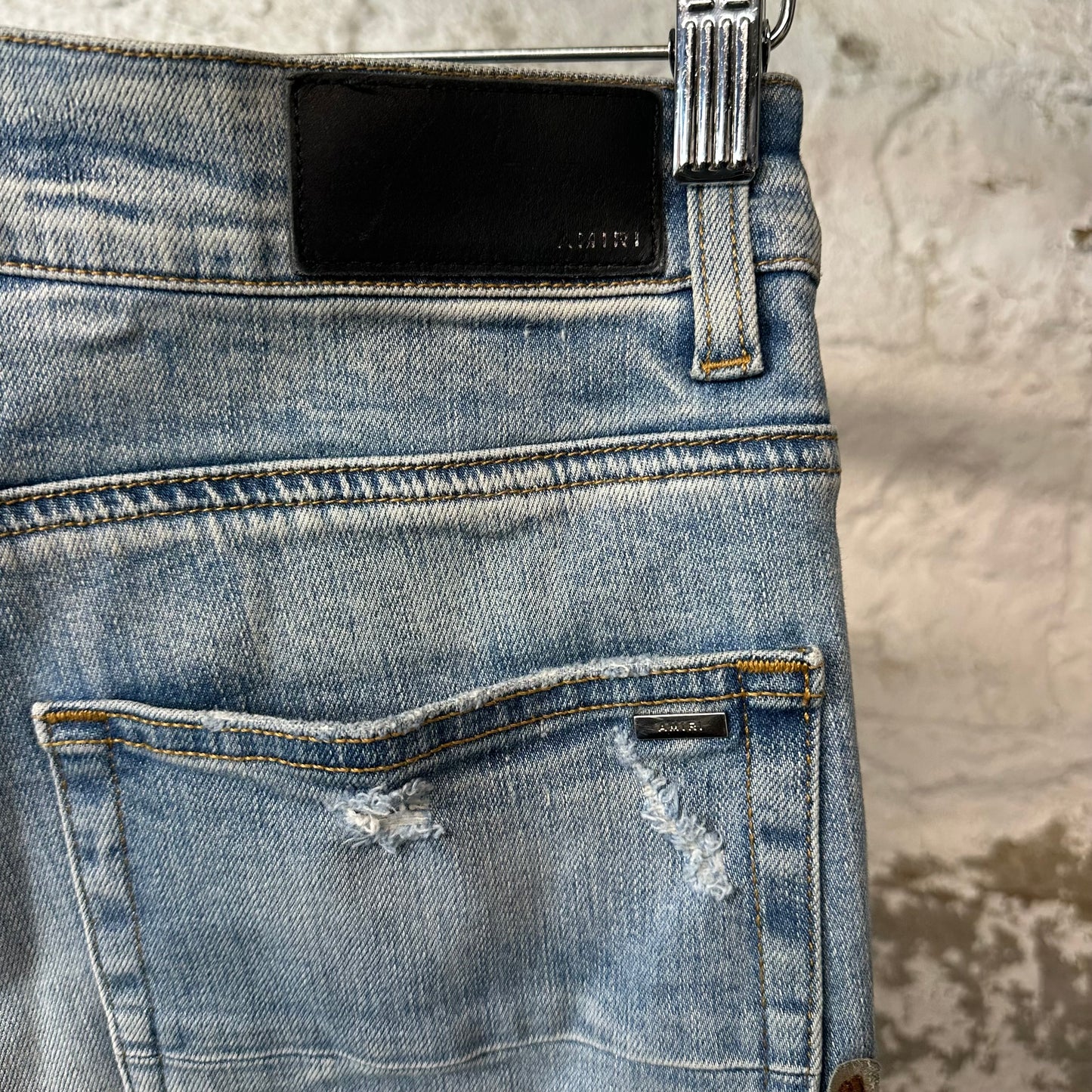 Amiri Biker Patches Blue Denim Jeans Sz 34