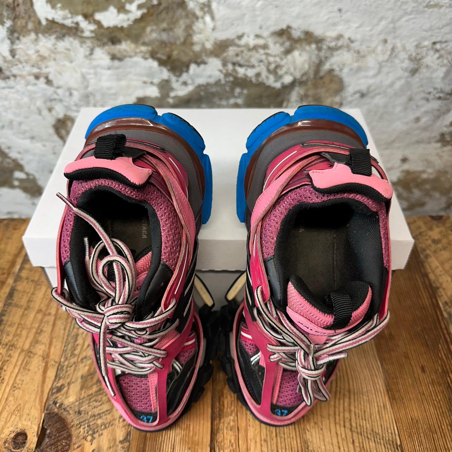 Balenciaga Track Runner Pink Black Blue Sneaker Sz 5 (37)