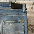Amiri MX1 Black Leather Blue Denim Jeans Sz 33