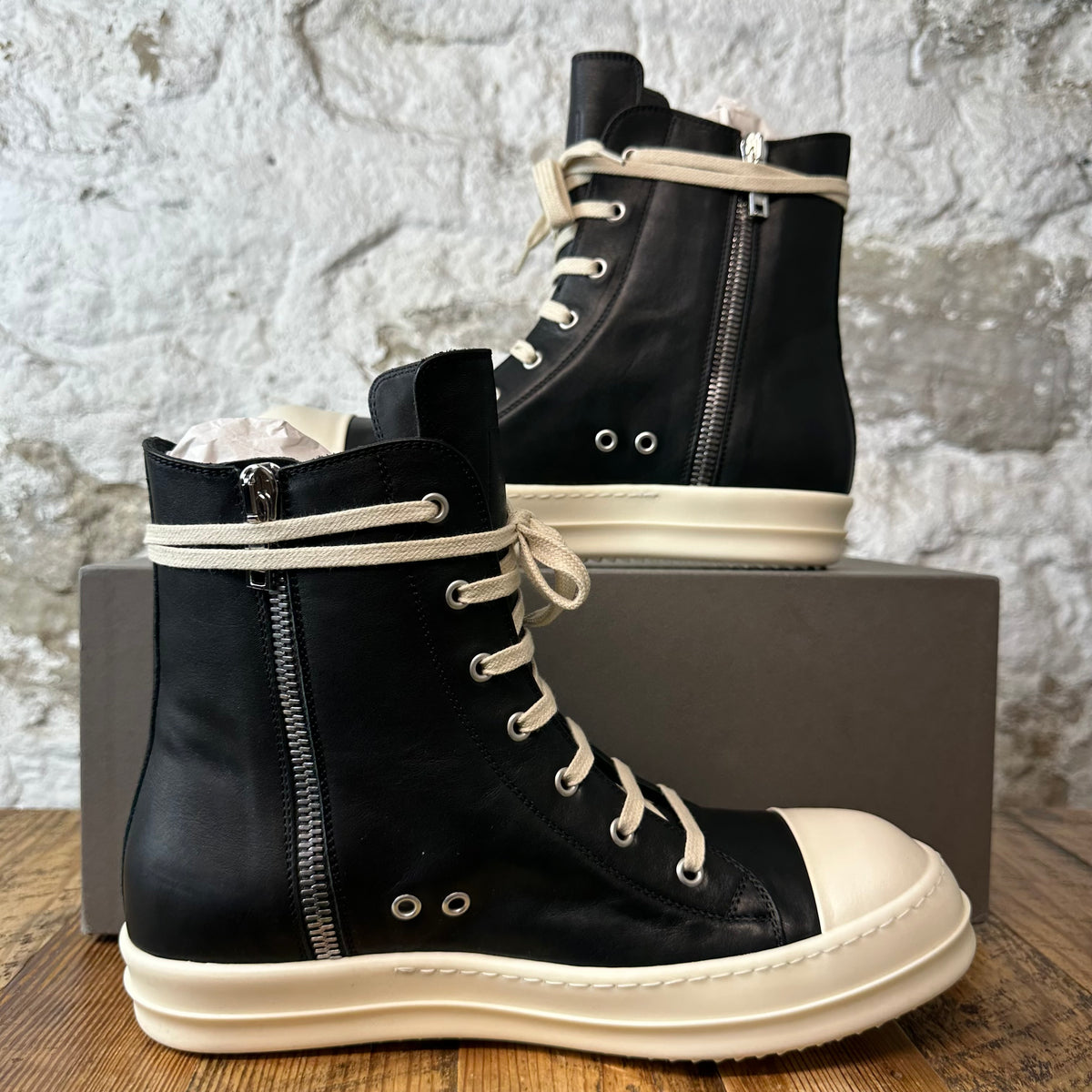 Rick Owens High Black Milk Sneaker Sz 10 (43) DS