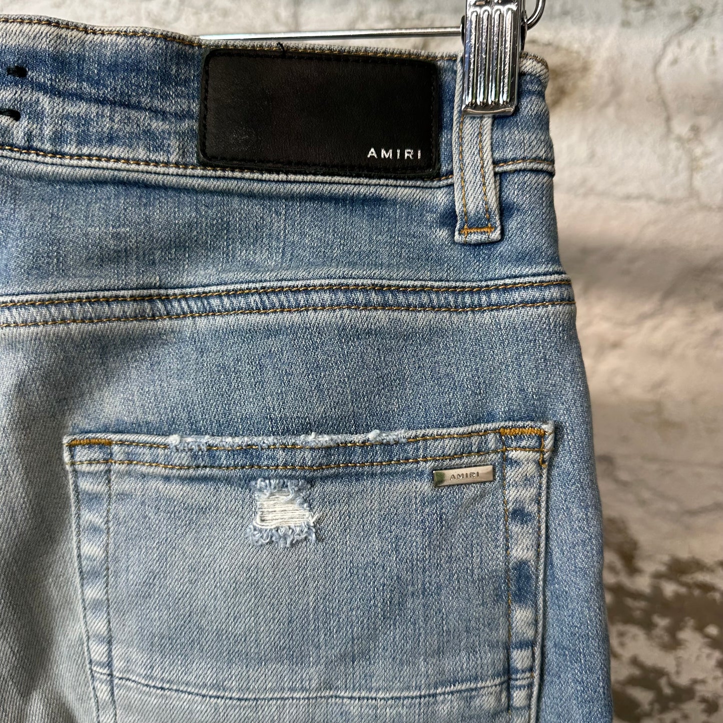 Amiri Black Paisley Star Blue Denim Jeans Sz 30