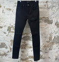 Amiri MX1 Black Leather Black Denim Jeans Sz 31