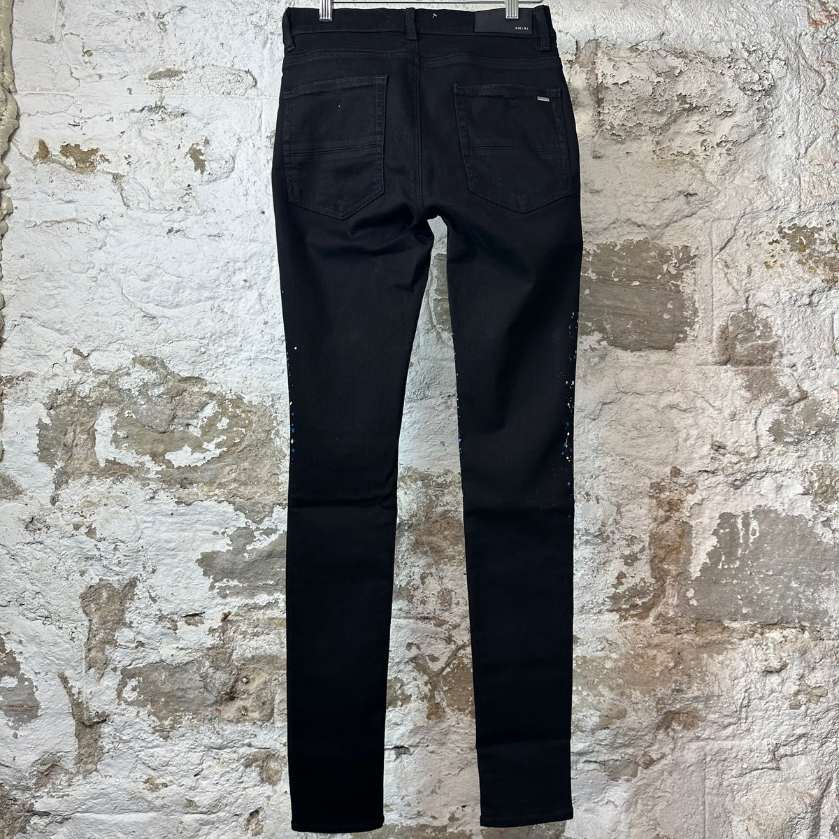 Amiri Crystal Paint Splatter Black Denim Jeans Sz 29