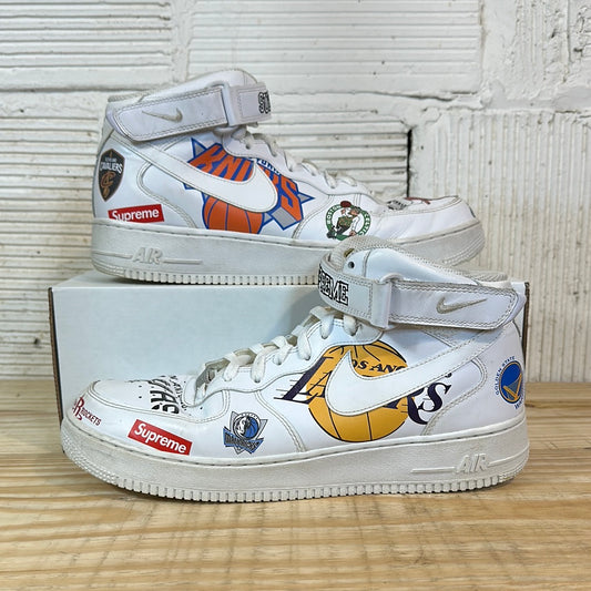 Nike Air Force 1 Mid Supreme NBA White Sz 12