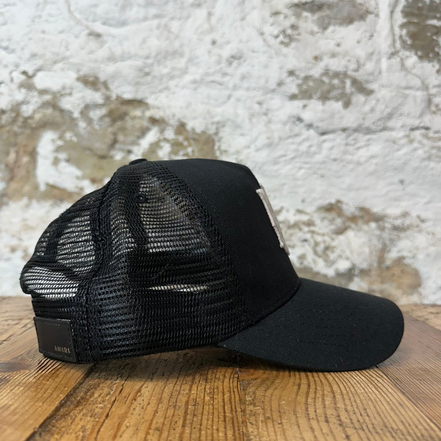 Amiri White AM Black Trucker Hat