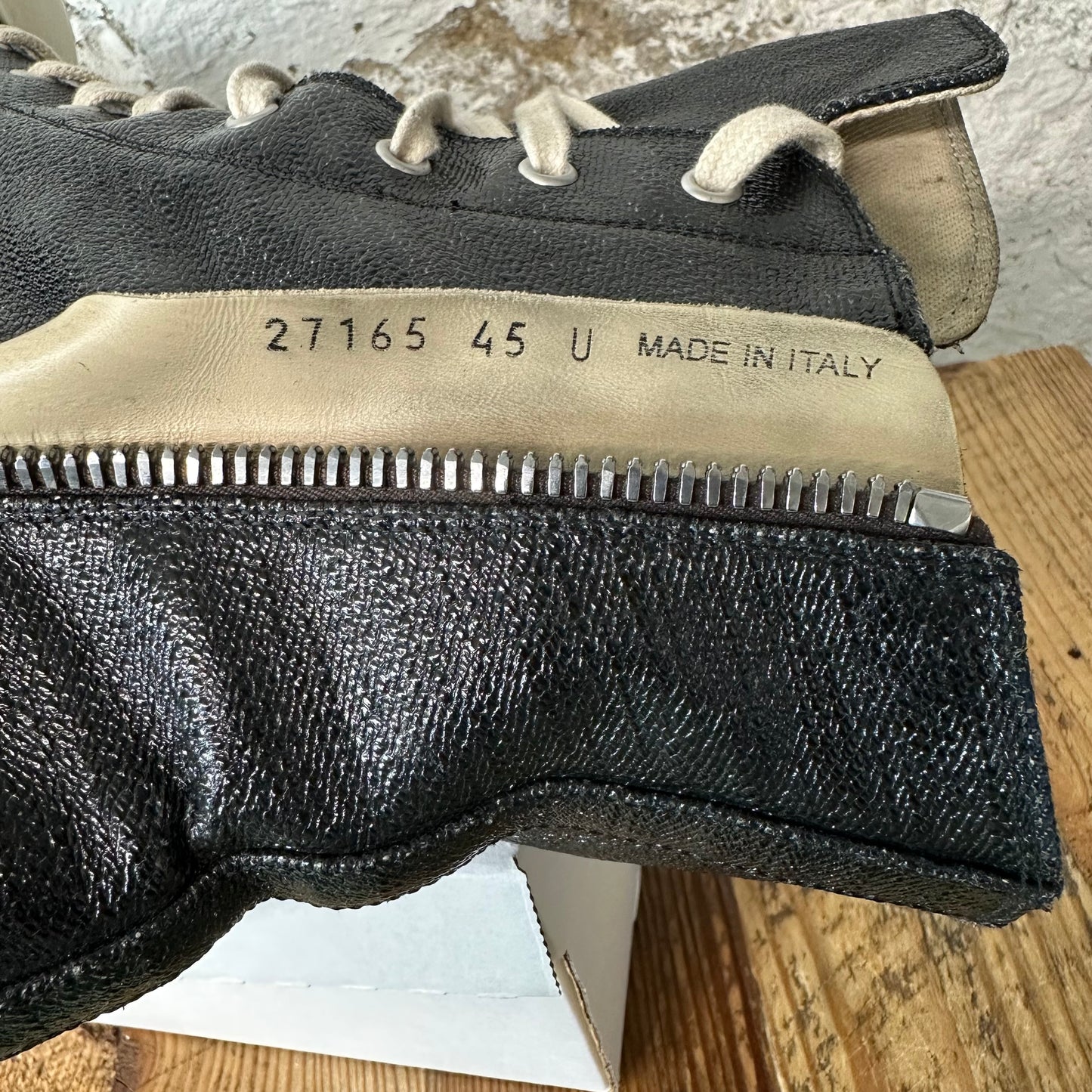 Rick Owens High Black Vinyl Milk Sneaker Sz 12 (45)