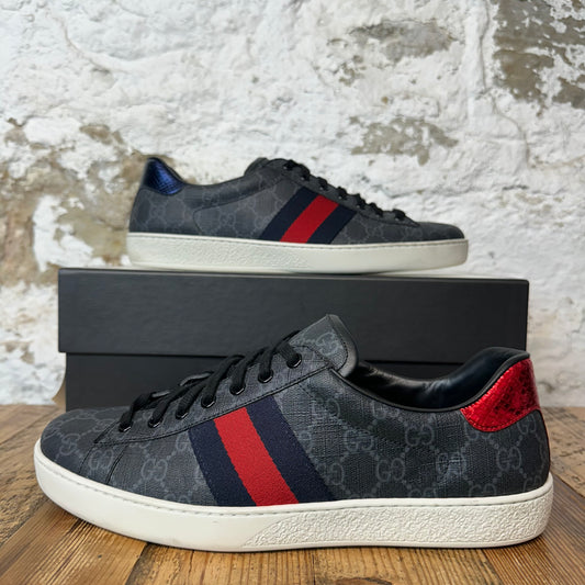Gucci Black Monogram Red Tab Ace Sneaker Sz 10