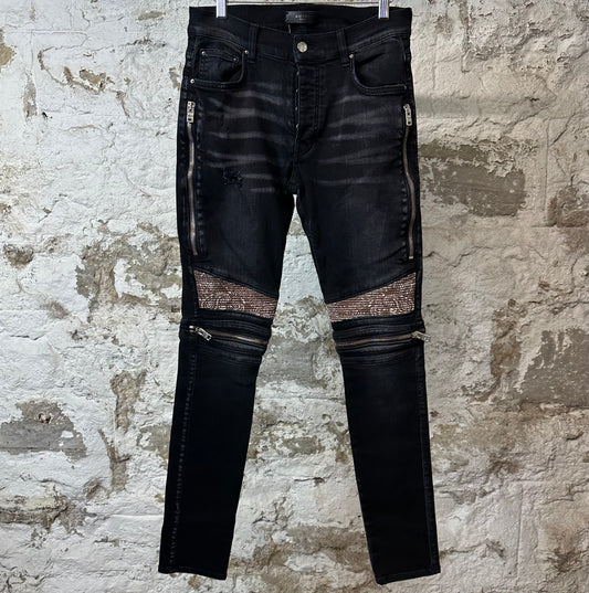 Amiri MX2 Brown Paisley Black Denim Jeans Sz 30