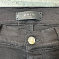 Amiri Black Suede Spell Black Denim Jeans Sz 33