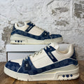 Louis Vuitton Denim Damier White Trainer Sneaker Sz 12.5 (11LV)