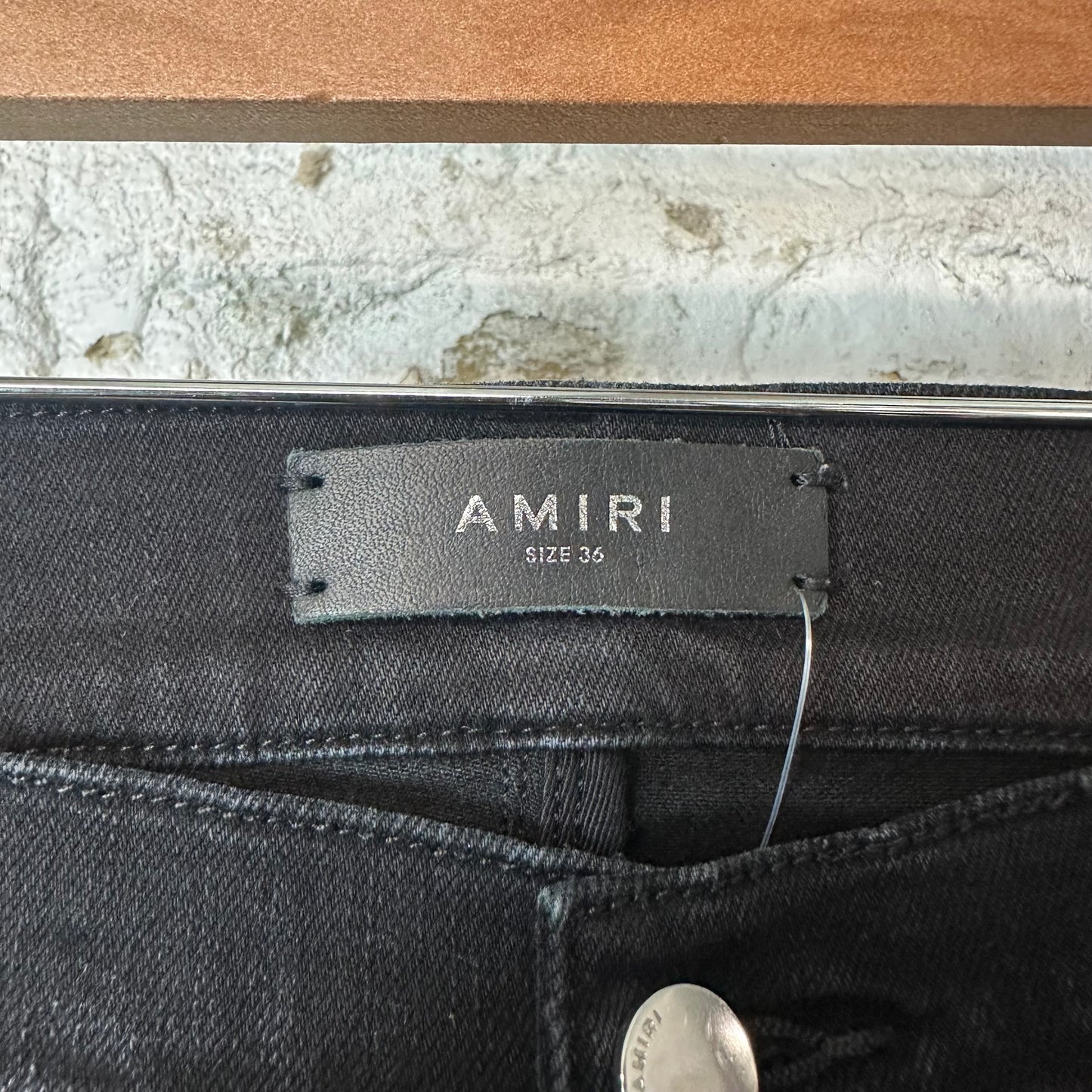 Amiri MX1 Black White Woven Black Denim Jeans Sz 36