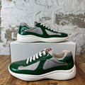 Prada Americas Cup Green Patent Grey White Sneaker Sz 8.5
