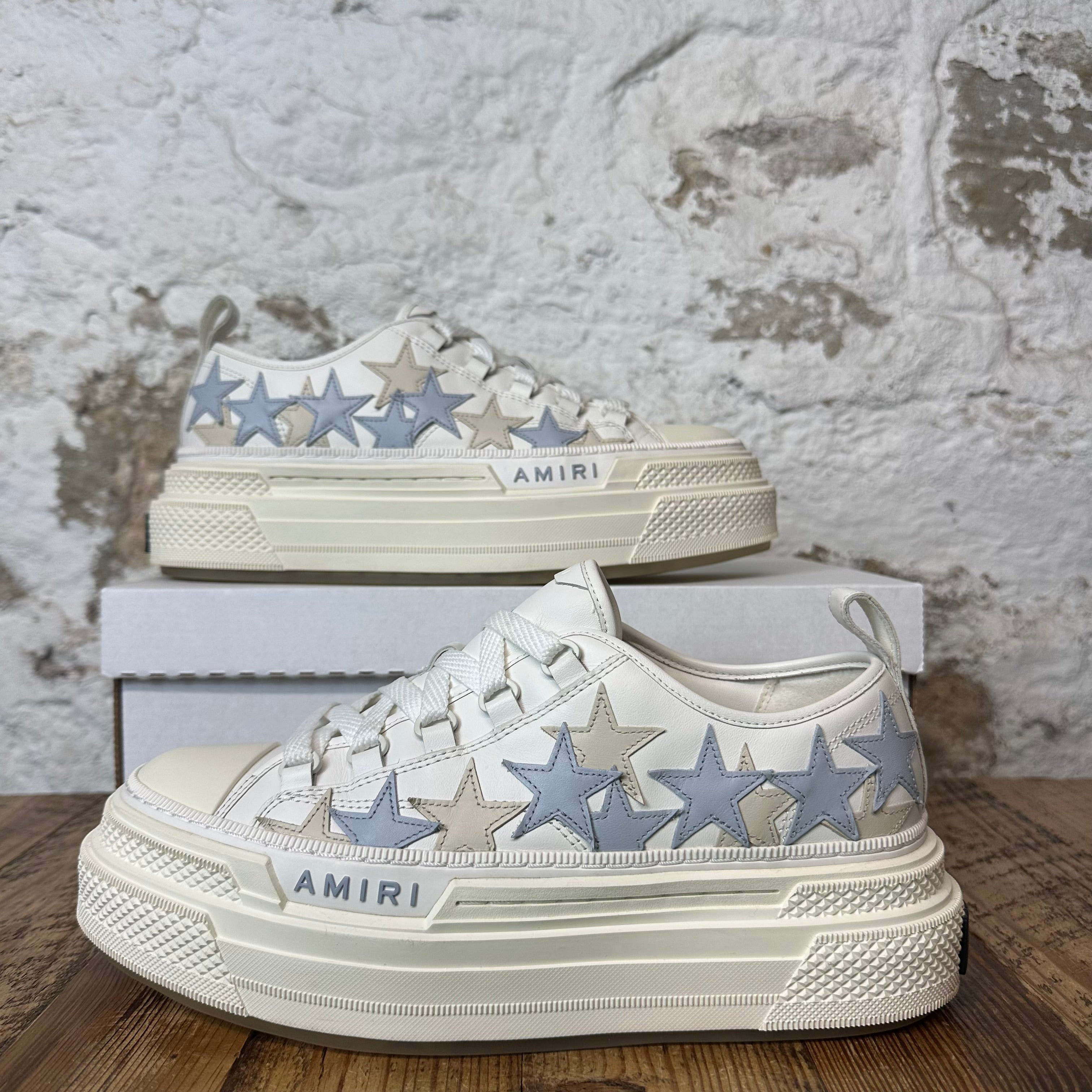 Amiri Beige Blue Star Cream White Sneaker Sz 8 (41)