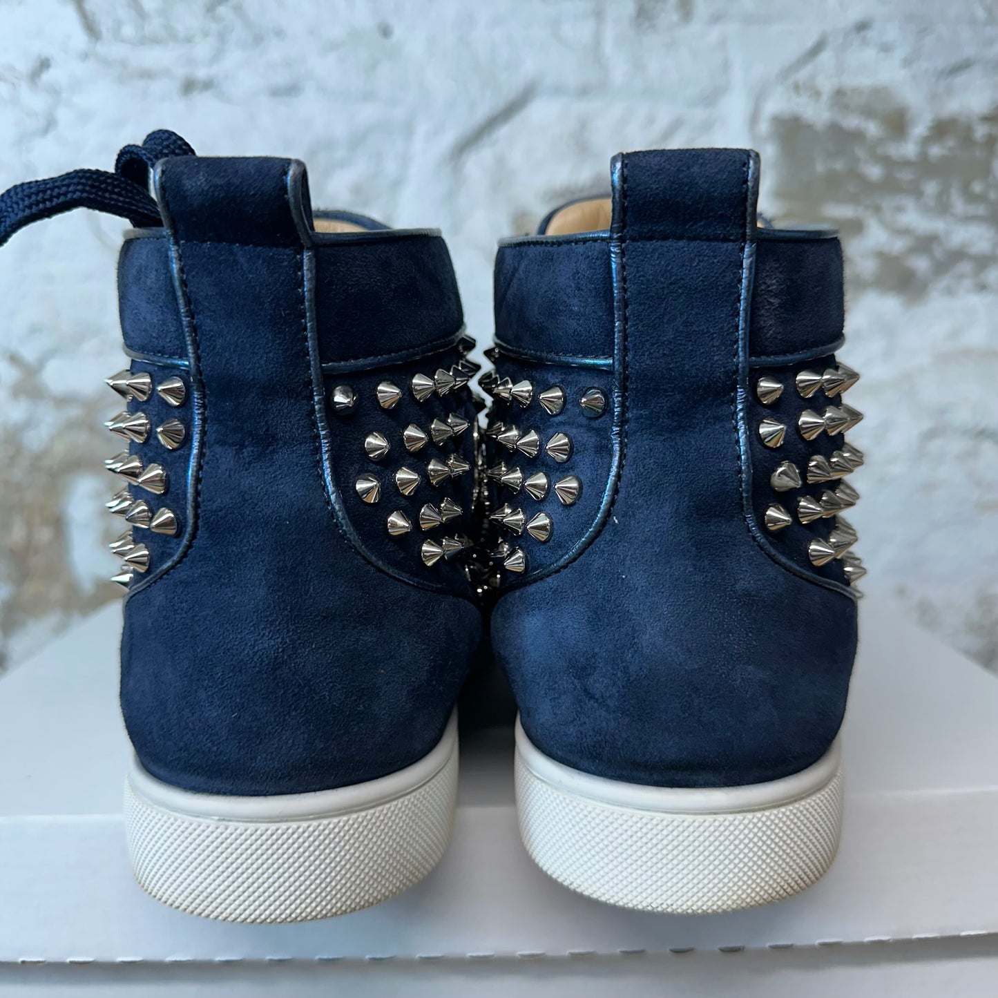 Christian Louboutin High Navy Suede Spike Sneaker Sz 8.5 (41.5)