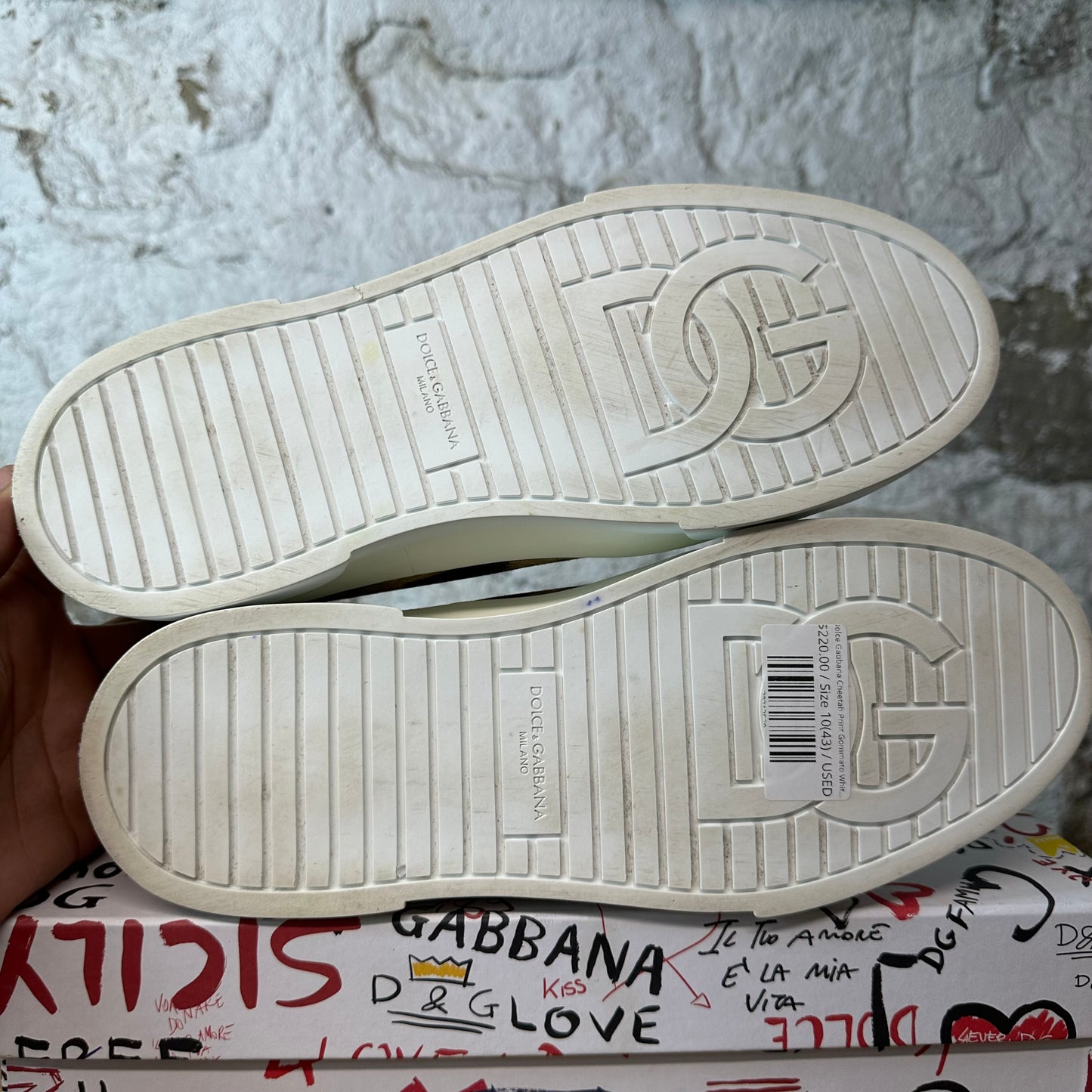 Dolce Gabbana Cheetah Print Gommato White Sneaker Sz 10 (43)
