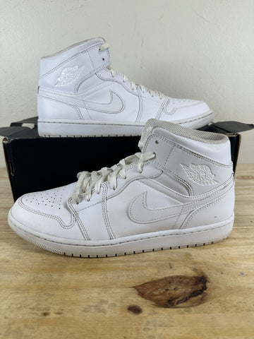 Air Jordan 1 Mid Triple White Sz 11