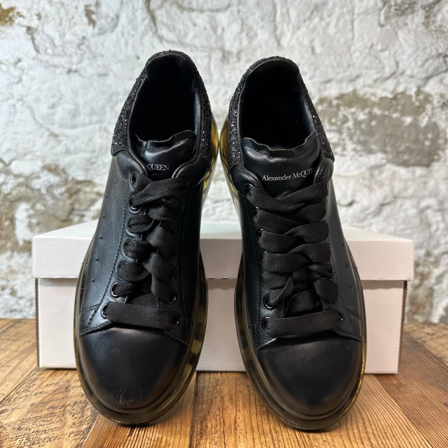 Alexander McQueen Glitter Tab Black Sneaker Sz 7 (40)