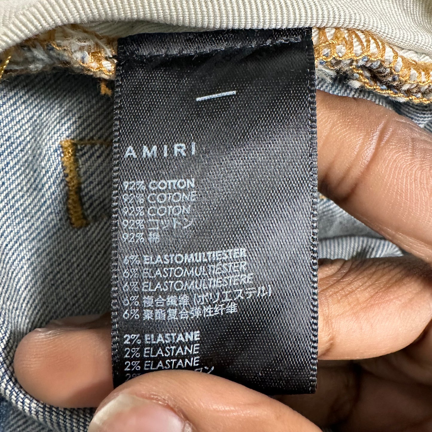 Amiri Knee Hole Plain Blue Denim Jeans Sz 28