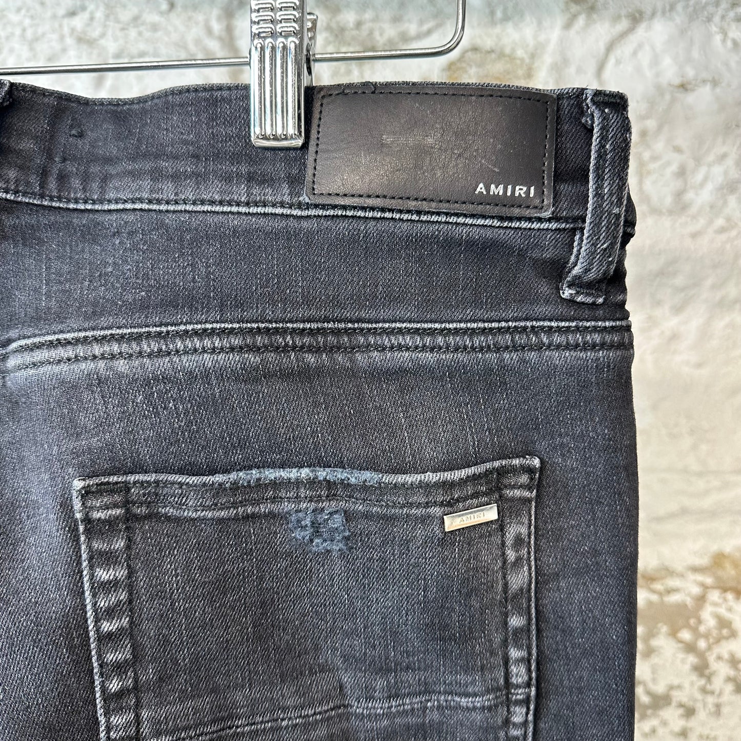 Amiri MX1 Cracked Blue Black Denim Jeans Sz 32