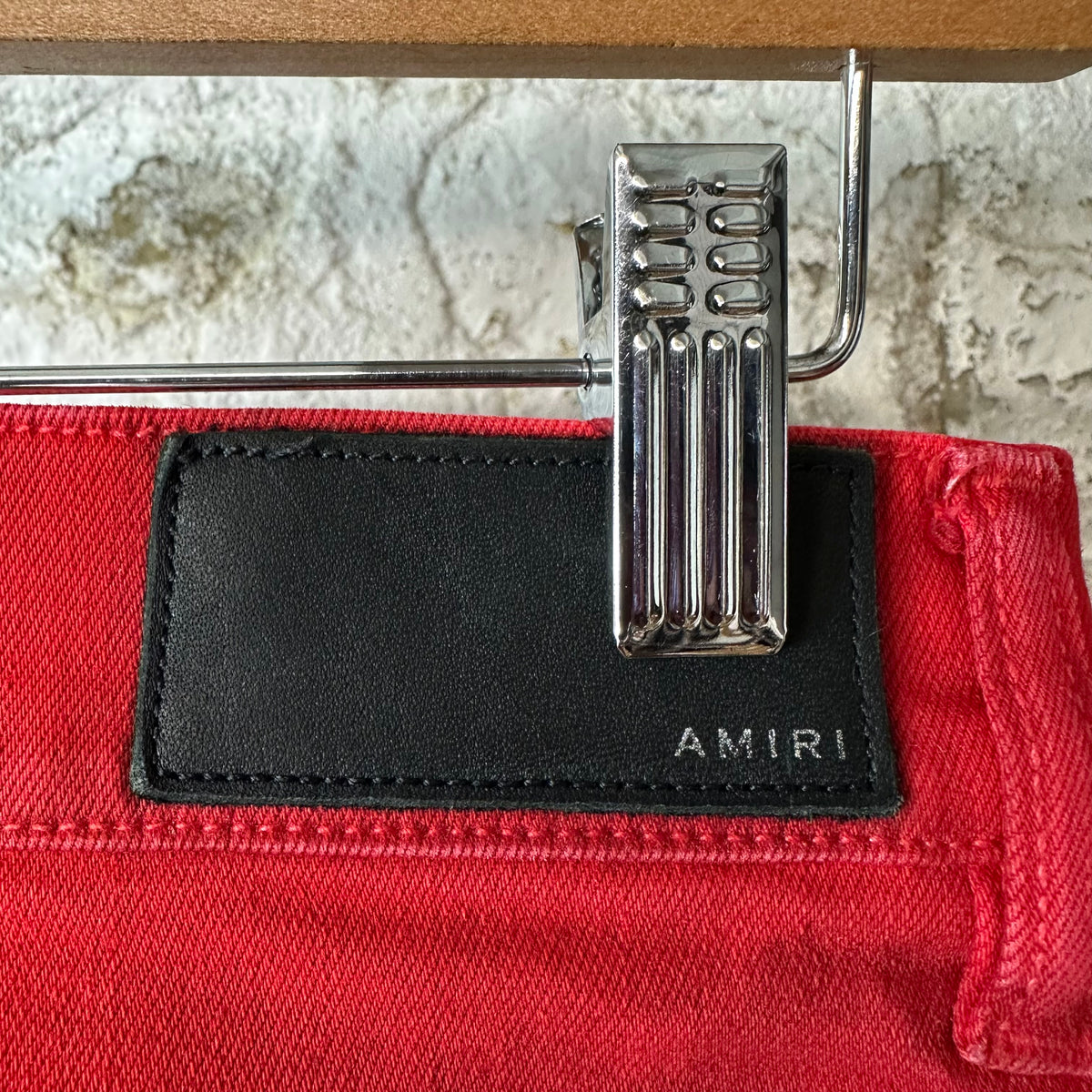 Amiri MX1 Red Leather Red Denim Jeans Sz 32