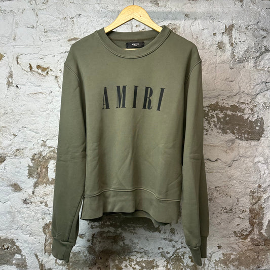 Amiri Black Spellout Crewneck Olive Sz M