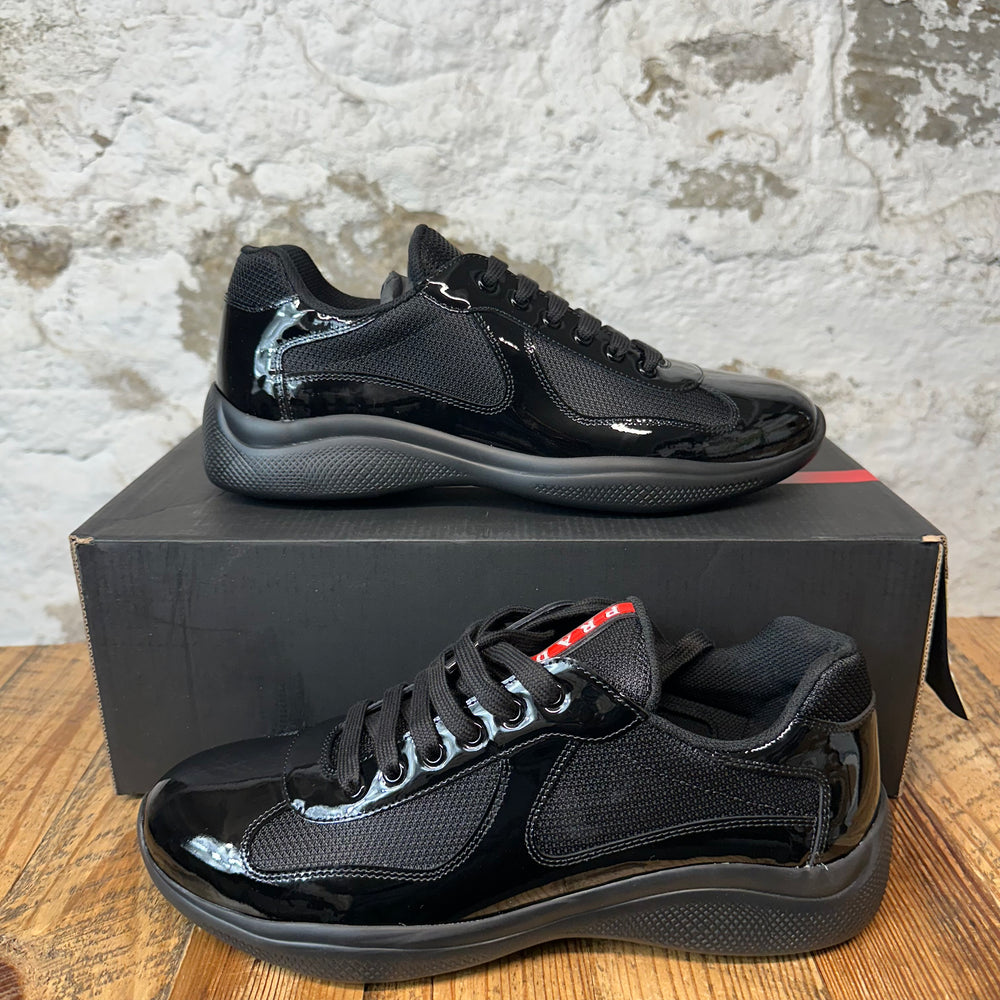 Prada Americas Cup Triple Black Patent Sneaker Sz 9.5 DS